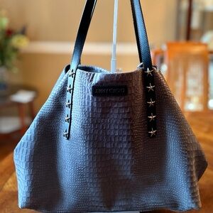 AUTH JIMMY CHOO - PIMLICO SLATE CROCODILE PRINTED NUBUCK LEATHER STAR TRIM